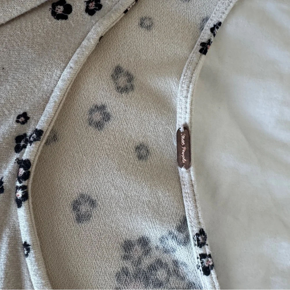 Free People To The Tropics Floral Balloon Sleeve Top Cream Small Boho